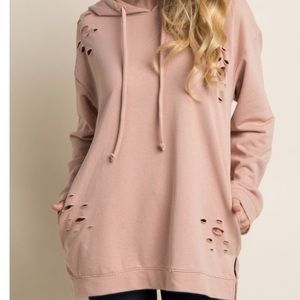 Just Arrived- Pink Distressed Hoodie